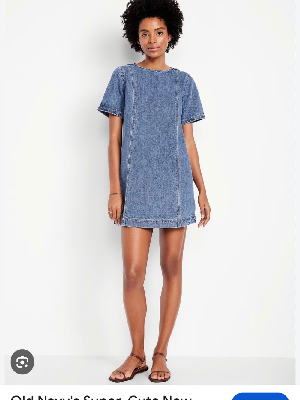 Old Navy Denim Blue Short-Sleeve Swim Cover-Up Dress
